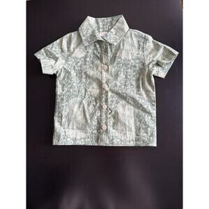 Kate Quinn Baby Shirt 6–12M Organic Cotton Sage Green Botanical